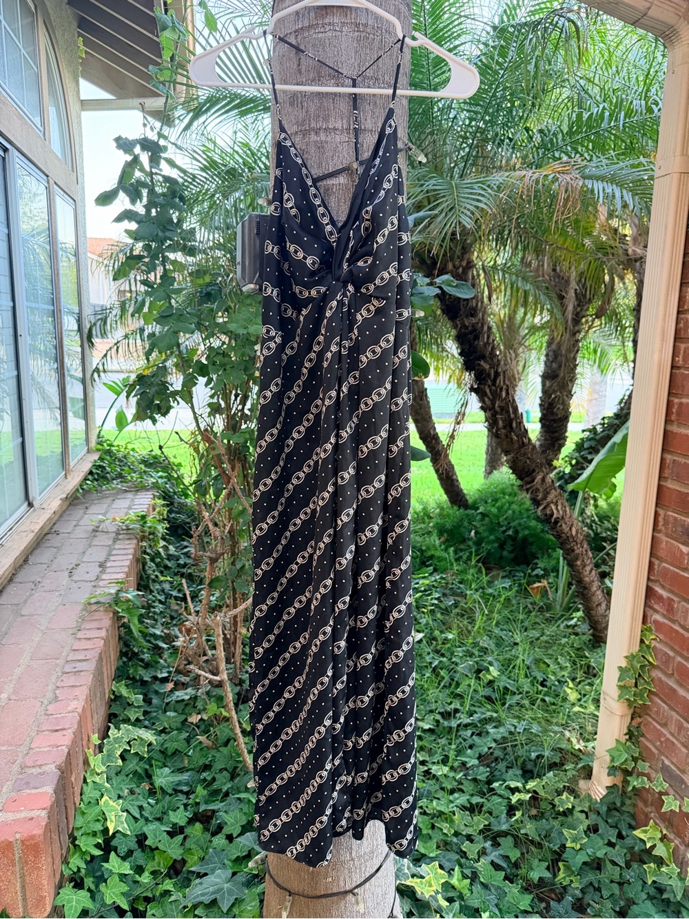 Express Black Chain-Print Midi Dress